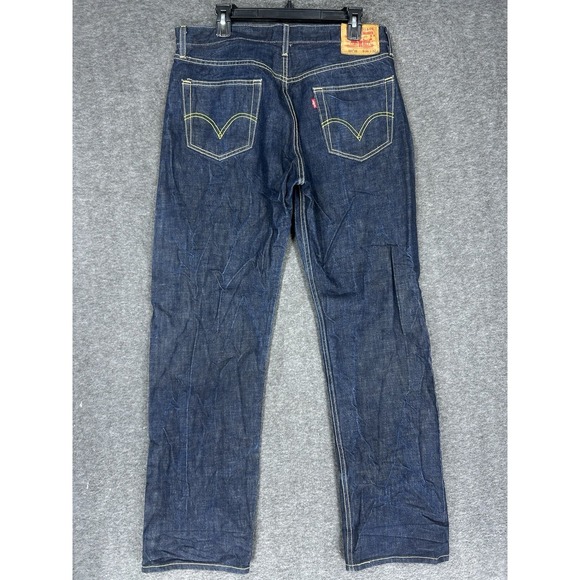 Levis 501XX Jeans Mens 36X32 Blue Dark Wash Cotton Straight Button Fly - Picture 6 of 11